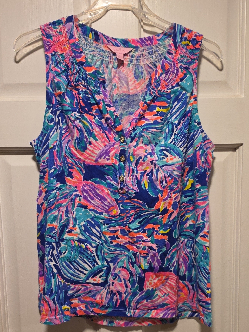 Sleeveless Floral Print V-Neck Tank Top - Multicolor